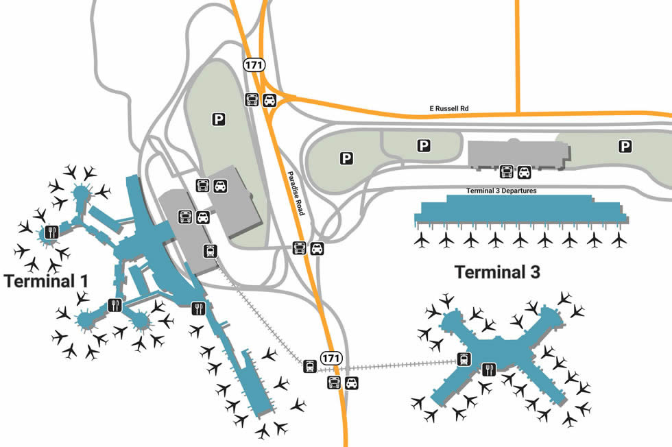 mccarran airport terminal 3 map Las Airport Pick Up And Drop Off