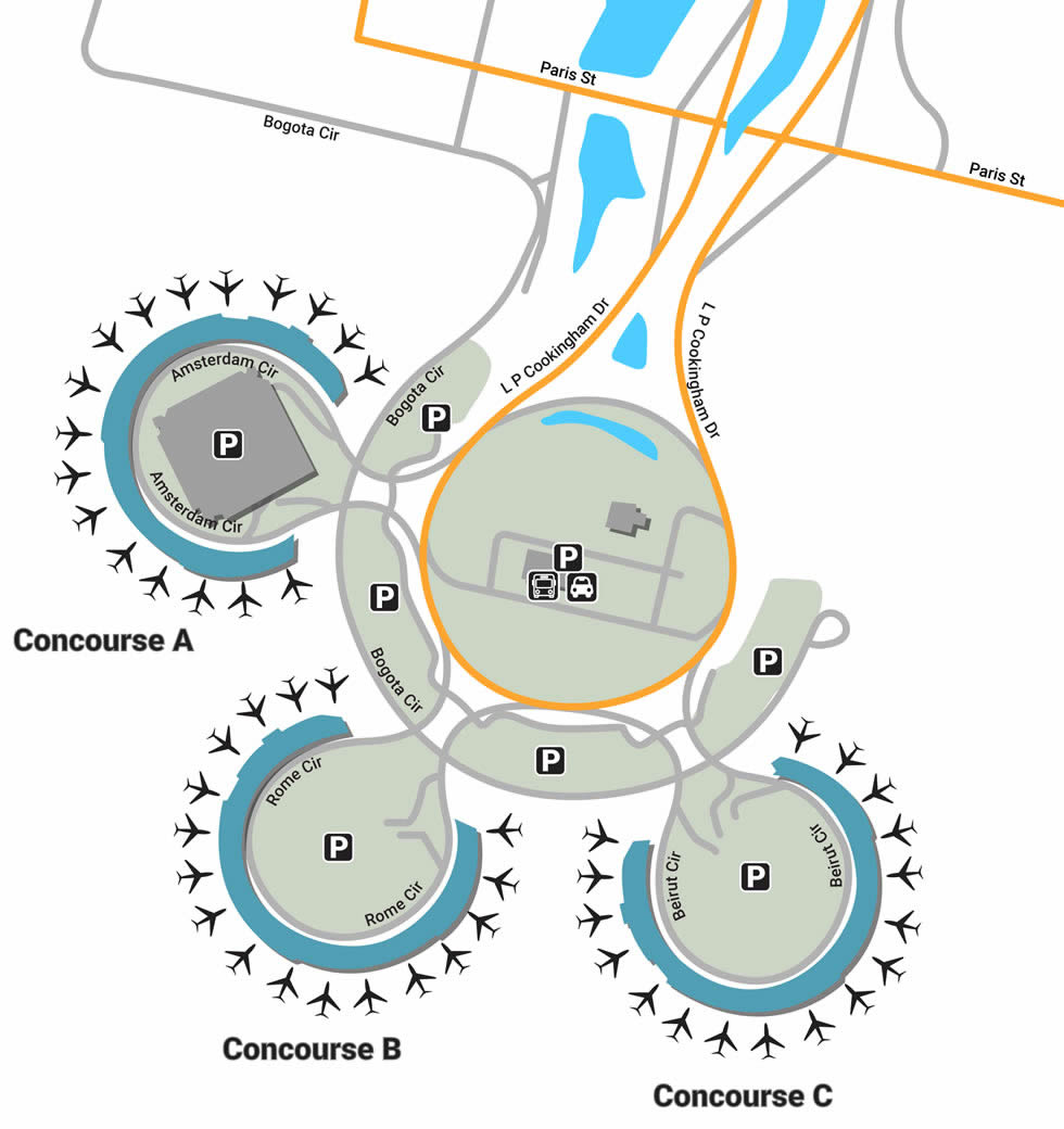 map of kansas city airport Mci Airport Pick Up And Drop Off map of kansas city airport