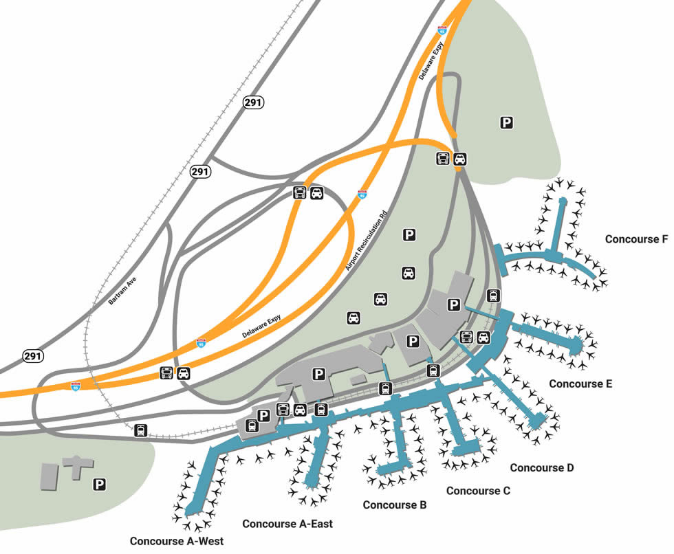 philadelphia airport gate map Phl Airport Pick Up And Drop Off philadelphia airport gate map