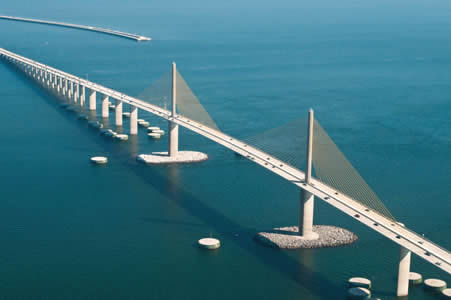 Traveling over the Sunshine Skyway Bridge