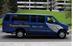 blue vans airport shuttle